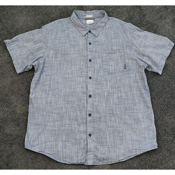 Columbia Under Exposure Mens XL Blue Button Down Short Sleeve Regular‎ Fit Shirt - Picture 3 of 6